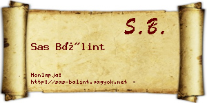 Sas Bálint névjegykártya